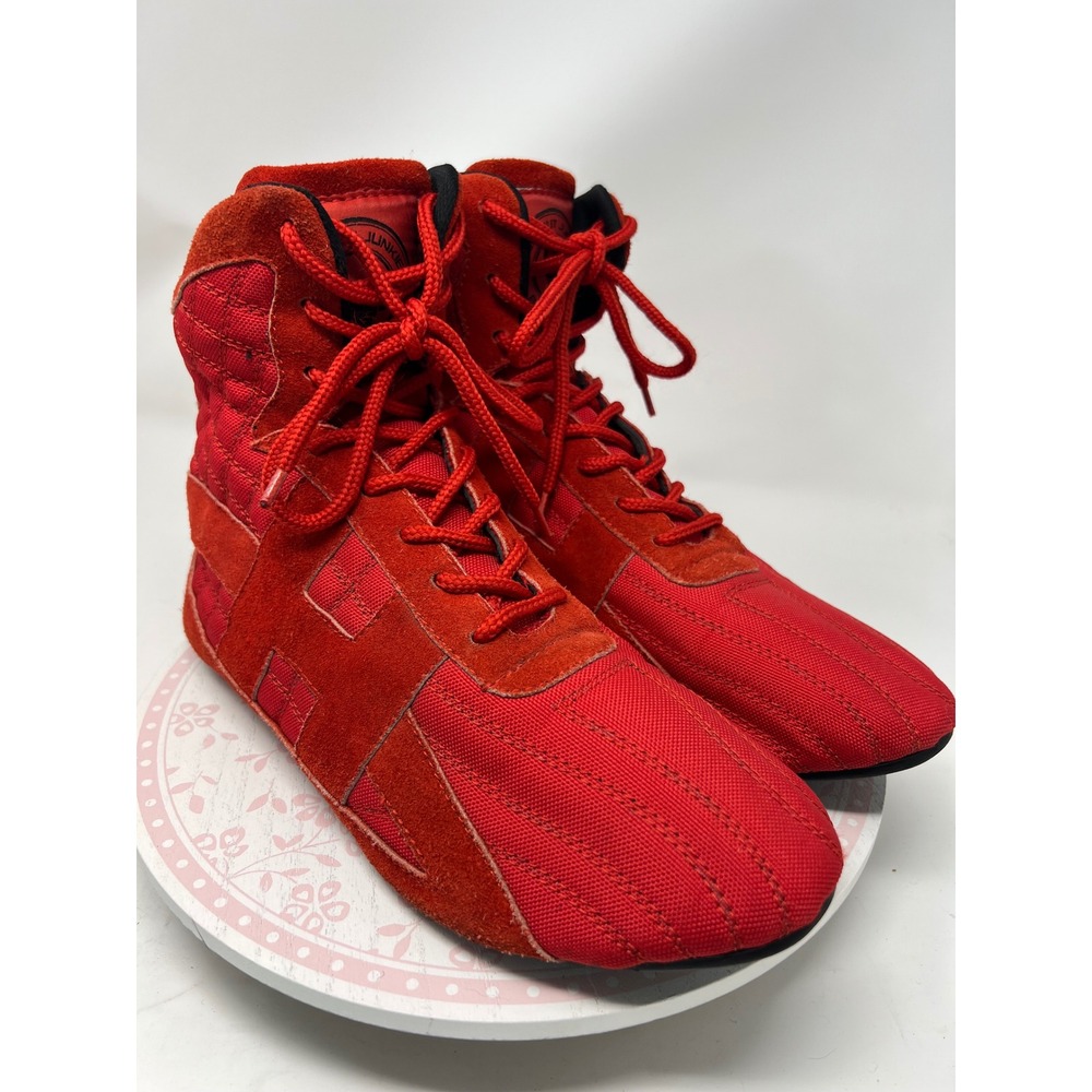 HEALTH Workout Junkies Lifting Shoes Mens 12 Red High‎ Top Be Obsessed Training